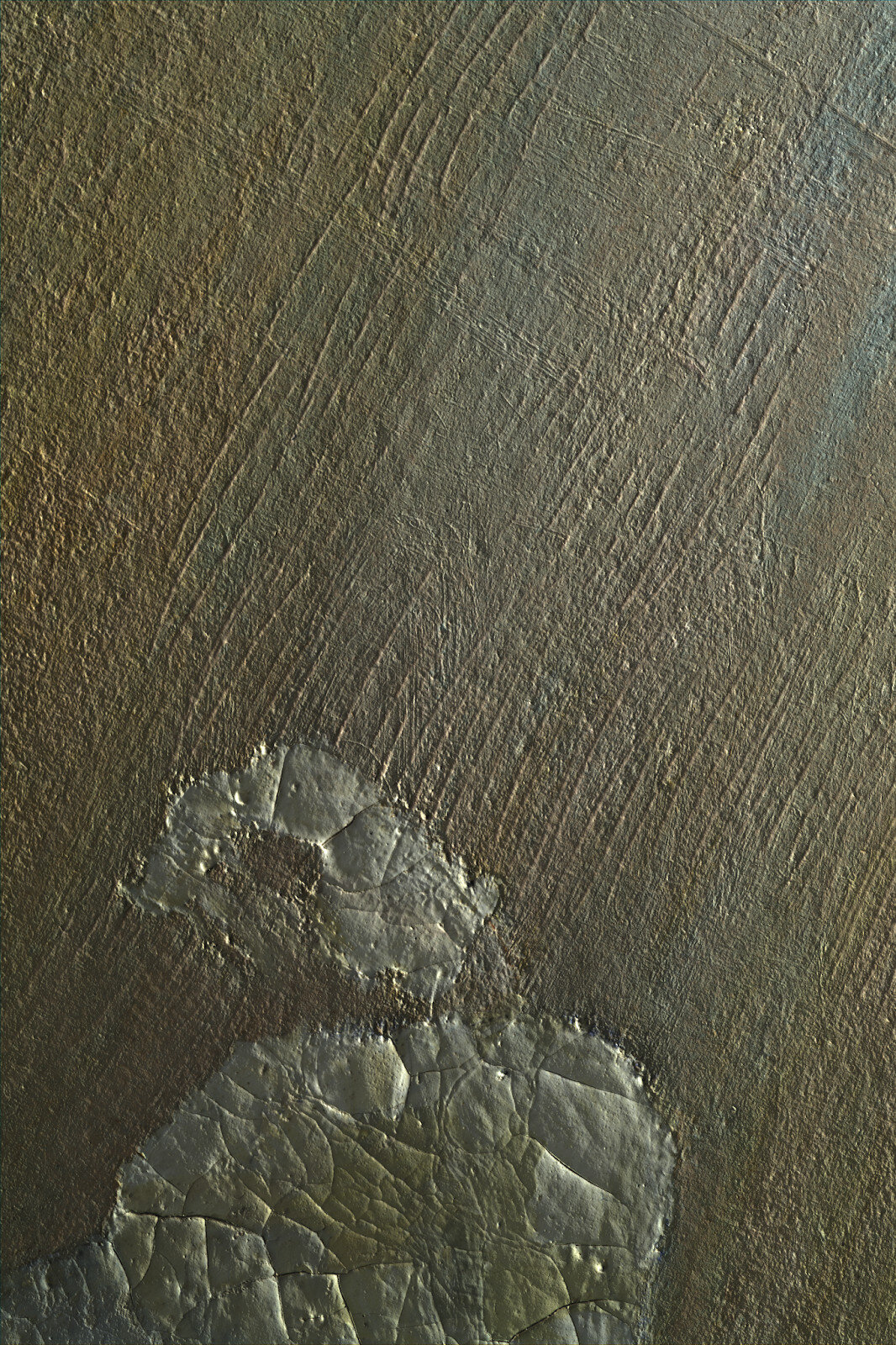 A computed image taken with a photometric stereo imaging device showing faint details of the work's relief, such as incisions.